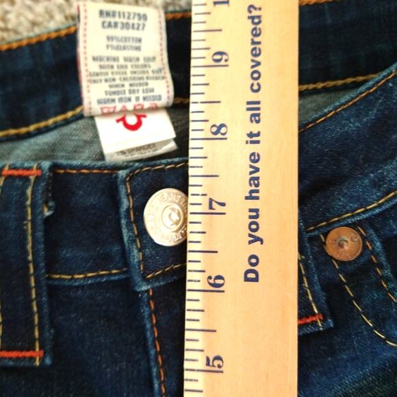 True Religion Joey Super T Flare Jeans Size 27 Y2K Twisted Inseam Flap Pockets - Picture 7 of 12